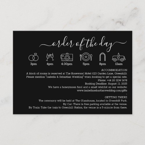 Wedding Formal Black Details Order Of The Day