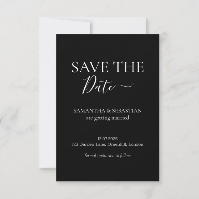 Wedding Formal Save the Date Black (Front)