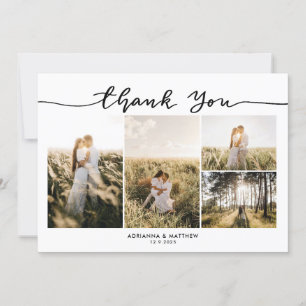 Wedding Four Photos Elegant Thank You Script