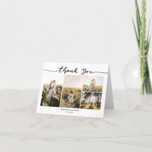 Wedding Four Photos Elegant Thank You Script Card