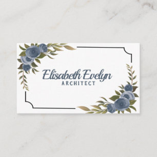 Wedding Frame With Watercolor Flowers Business Card