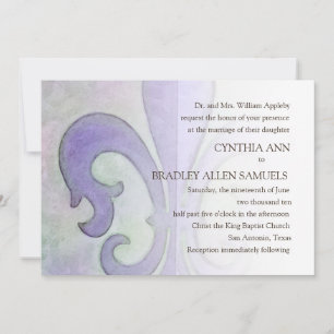 Wedding French Purple Fleur de Lis Invitation