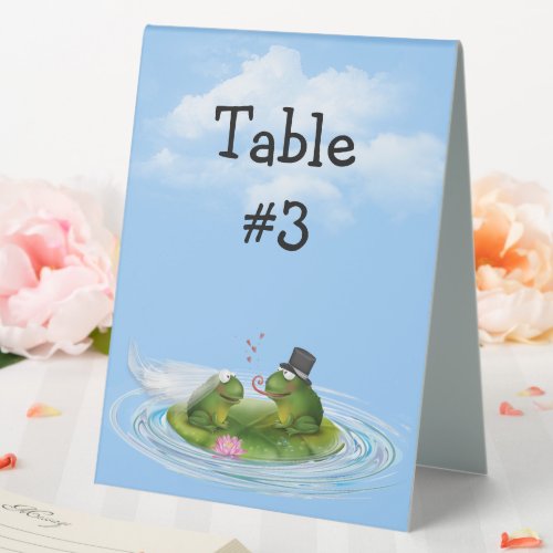 Wedding Frogs on Lily Pad Table Tent Sign