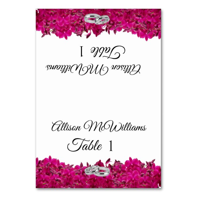 Wedding-Fuchsia Orchids White- Table Number (Front)