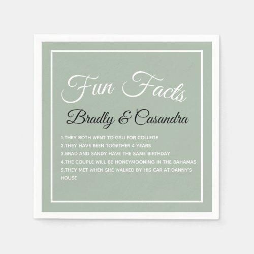  Wedding Fun Fact Solid color Sage green Napkins