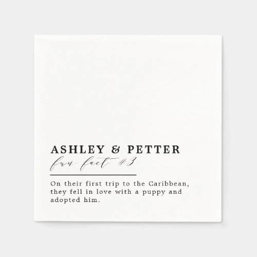 Wedding Fun Facts About the Couple Classic Script Napkins