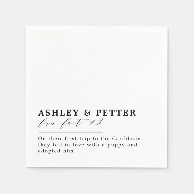 Wedding Fun Facts About the Couple Classic Script Napkins (Front)