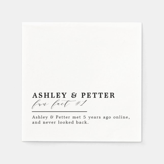 Wedding Fun Facts About the Couple Classic Script Napkins (Front)