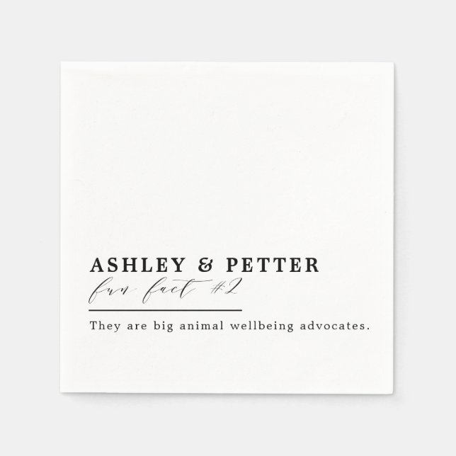 Wedding Fun Facts About the Couple Classic Script  Napkins (Front)