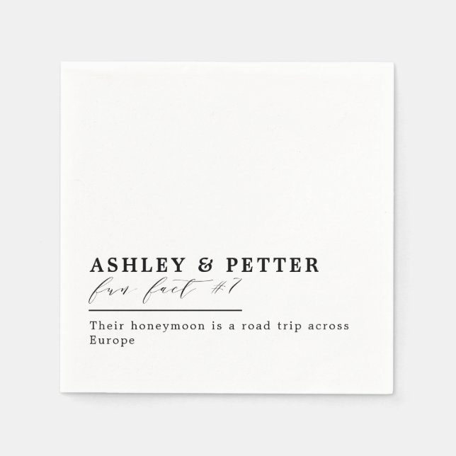 Wedding Fun Facts About the Couple Classic Script  Napkins (Front)