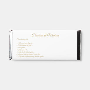 Wedding Fun Facts gold white custom script chic Hershey Bar Favors