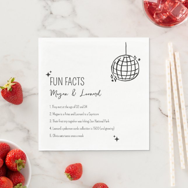 Wedding Fun facts hand drawn funky disco ball Napkins (Insitu)