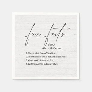 Wedding Fun Facts On Whitewashed Wood Napkins