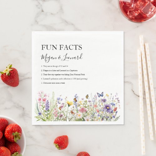 Wedding Fun facts wildflowers garden floral Napkins