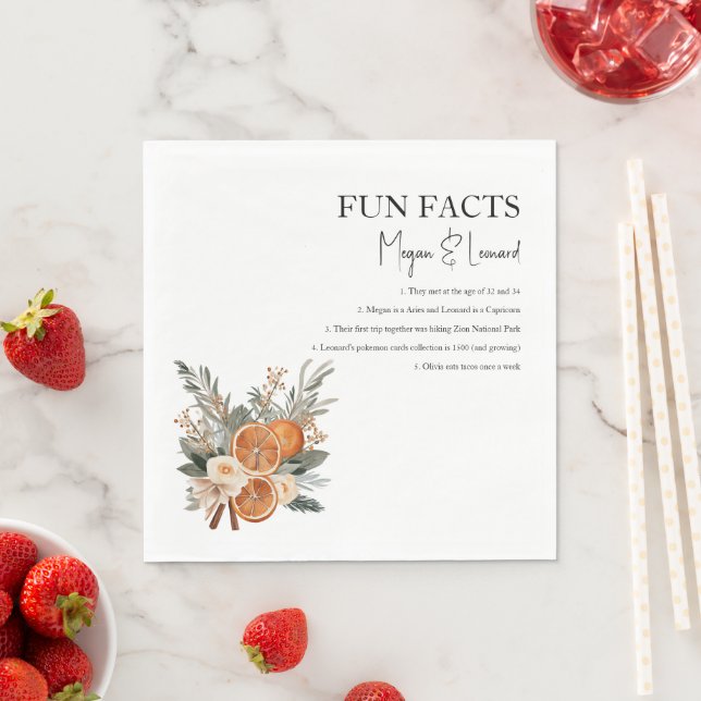 Wedding Fun facts winter fall greenery Napkins (Insitu)