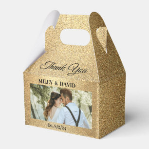 Wedding Gable Favor Box - Gold Glitter