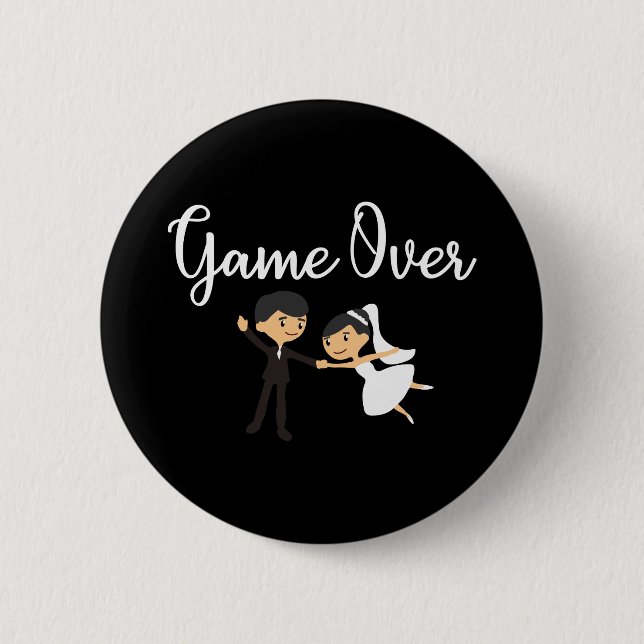 Wedding Game Over Bride and Groom - Gift Idea Button (Front)