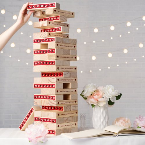 Wedding Game Red Hugs and Kisses Bride and Groom Topple Tower