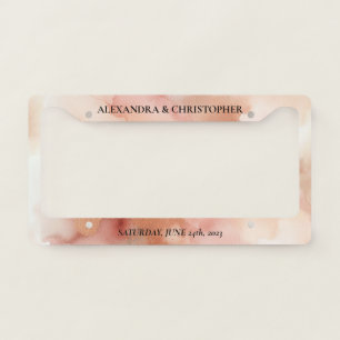 Wedding Game Rose Gold Dust Watercolor Elegant License Plate Frame