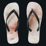 Wedding Game Rose Gold Dust Watercolor Name Flip Flops<br><div class="desc">Wedding Game Rose Gold Dust Watercolor Name</div>