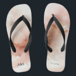 Wedding Game Rose Gold Dust Watercolor Name Flip Flops<br><div class="desc">Wedding Game Rose Gold Dust Watercolor Name</div>