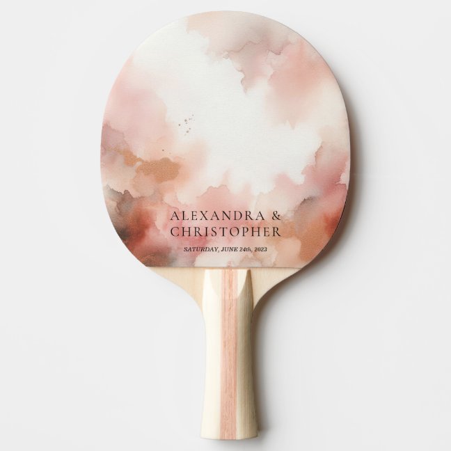 Wedding Game Rose Gold Dust Watercolor Signature Ping Pong Paddle