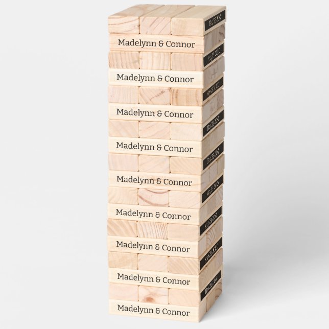 Wedding Game Topple Tower Black and White Wedding (Assembled)