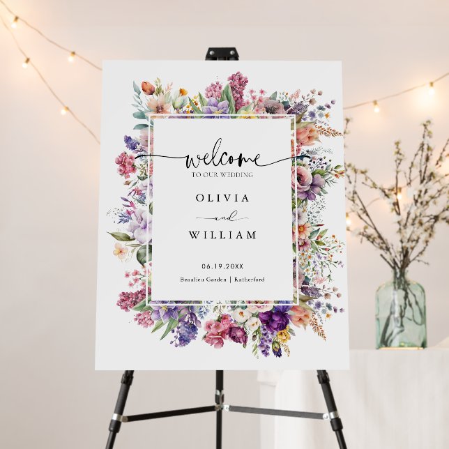 Wedding Garden Flower Frame Wedding Welcome Sign (In Situ (Stand))