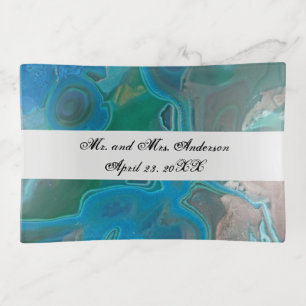 Wedding Gemstone Crystal Blue Gem Bride Groom Trinket Tray