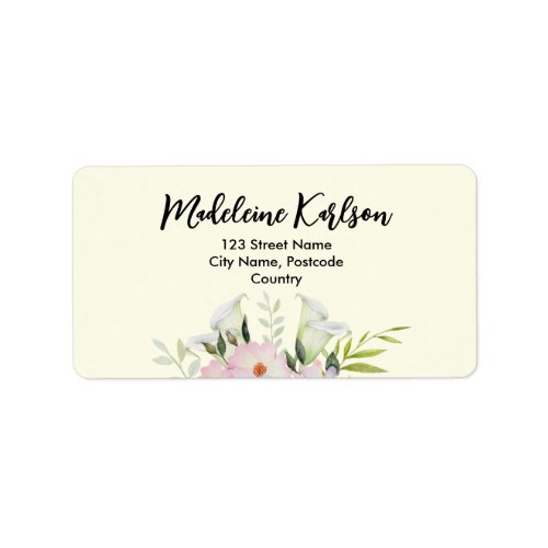 Wedding Gentle White Calla Lily Roses Address Label