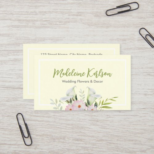 Wedding Gentle White Calla Lily Roses Flowers Business Card
