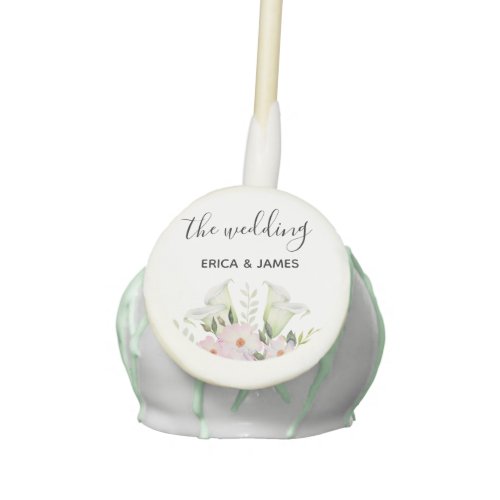 Wedding Gentle White Calla Lily Roses Watercolor B Cake Pops
