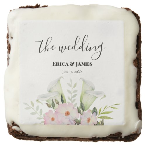 Wedding Gentle White Calla Lily Roses Watercolor Brownie