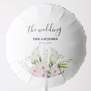 Wedding Gentle White Calla Lily Roses Watercolor F Balloon