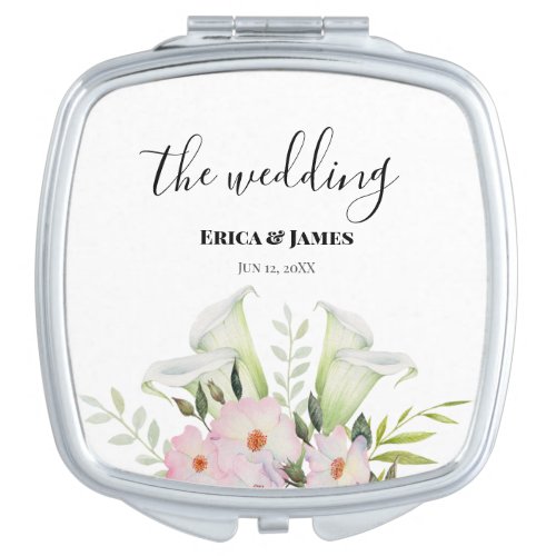 Wedding Gentle White Calla Lily Roses Watercolor S Compact Mirror