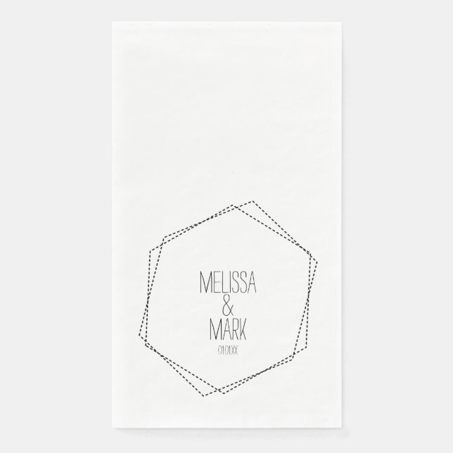 Wedding Geometric Frames Black White Paper Guest T Towels (Front)