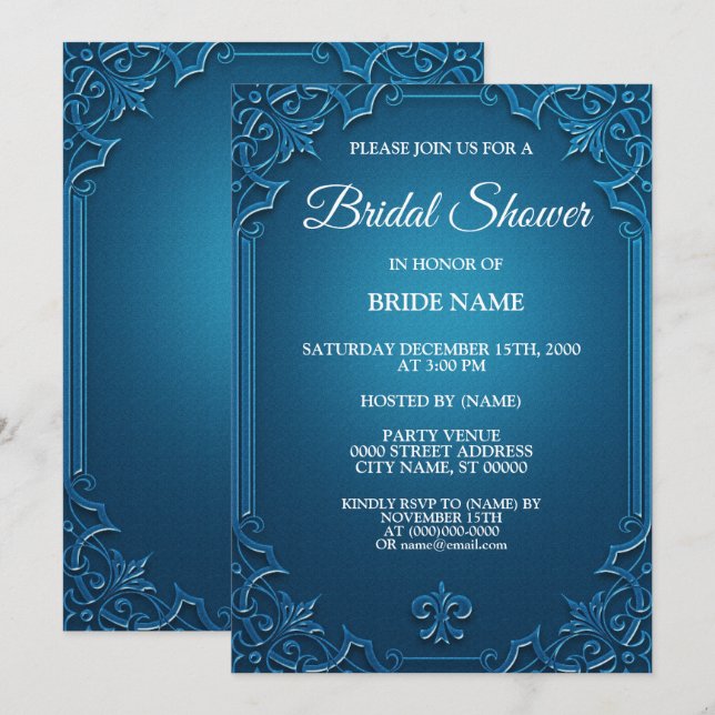 Wedding Geometric Teal Turquoise Bridal Shower Invitation (Front/Back)