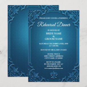 Wedding Geometric Teal Turquoise Rehearsal Dinner Invitation