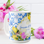 Wedding Gift Blue tiles lemon Bougainvillea custom Coffee Mug<br><div class="desc">Blue tiles Bougainvillea  and lemon Amalfi Positano Mediterranean style custom wedding gift personalized name mug,  can be a gift for a wedding,  anniversary or any other occasion also as wedding favor gift,  bridal party gift.</div>