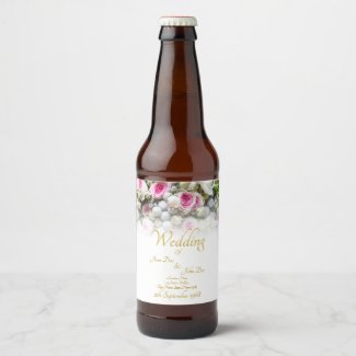 Wedding Gift - Bride with colorful wedding bouquet Beer Bottle Label
