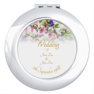 Wedding Gift - Bride with colorful wedding bouquet Compact Mirror