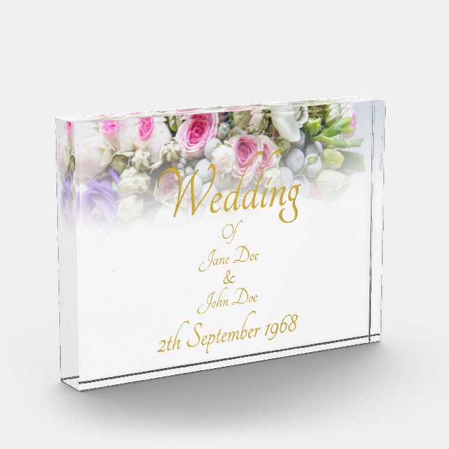 Wedding Gift - Bride with colorful wedding bouquet Photo Block (Left)