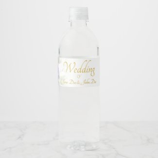 Wedding Gift - Bride with colorful wedding bouquet Water Bottle Label