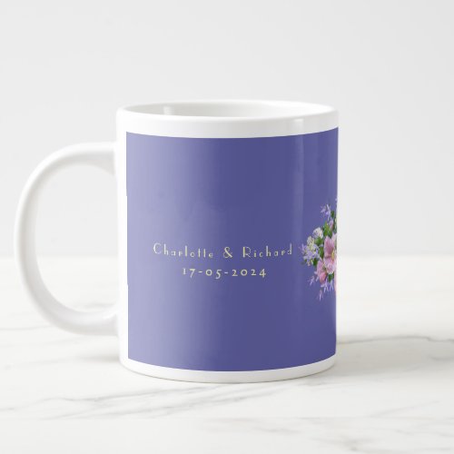 Wedding Gift Couple Bouquet Background Giant Coffee Mug