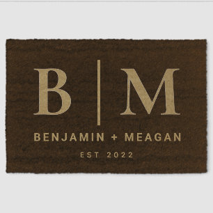 Wedding Gift Couple Initial Monogram Housewarming Fiber Doormat