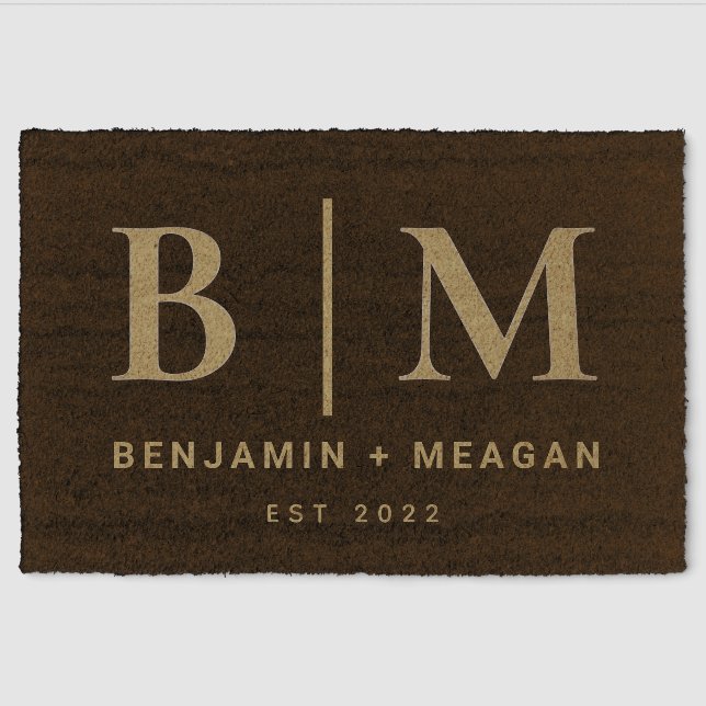 Wedding Gift Couple Initial Monogram Housewarming Fiber Doormat (Front)