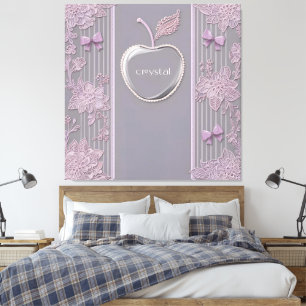 Wedding gift Crystal On Purple Lace AI art Canvas Print