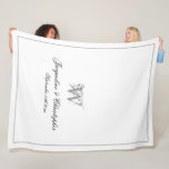 Wedding Gift Elegant Newlywed Keepsake Monogram  Fleece Blanket<br><div class="desc">Wedding Gift Elegant Newlywed Keepsake Monogram Fleece Blanket. Personalized white and faux silver-gray monogrammed Fleece Blanket. Classic script for the initial, the names of the bride and groom, and the wedding date on a simple elegant minimalist white background. Perfect wedding gift, or gift for newly weds, a cherished reminder of...</div>