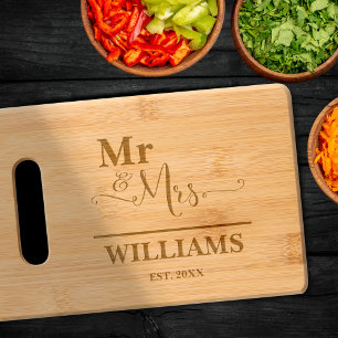Wedding Gift Etched Wooden Cutting Board