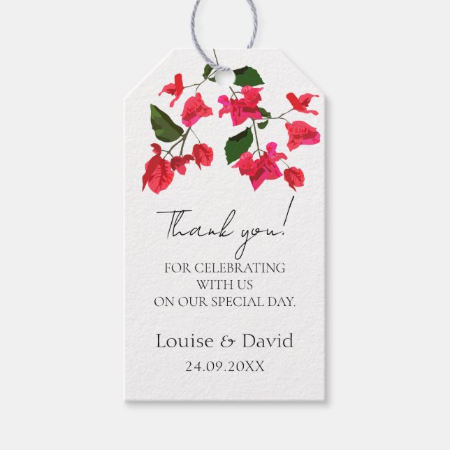 Wedding Gift Favor Tag with Bougainvillea Flower (Front)